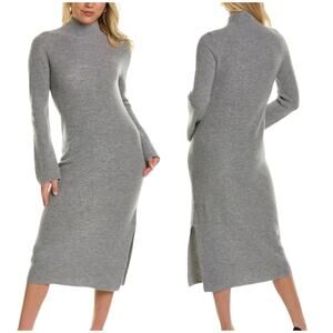 Theory NWT Governor Wool & Cashmere Midi Dress Long Sleeve Side Slit Rib Size L